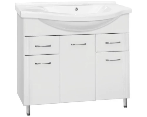 Тумба с раковиной белый глянец 100,5 см Style Line Эко Стандарт ЛС-00000240 + ЛС-00000171T