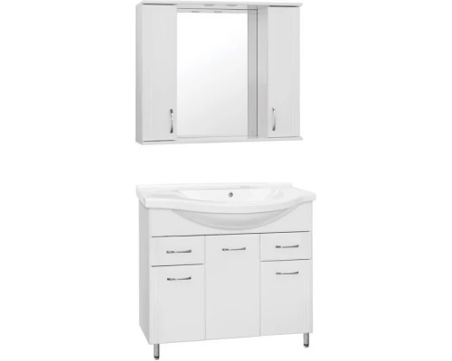 Тумба с раковиной белый глянец 100,5 см Style Line Эко Стандарт ЛС-00000240 + ЛС-00000171T