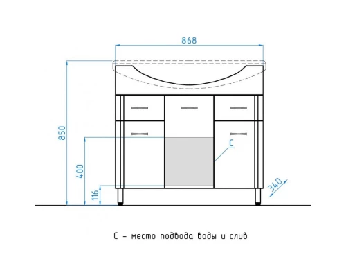 Тумба с раковиной белый глянец 90,5 см Style Line Эко Стандарт ЛС-00000110 + ЛС-00000152