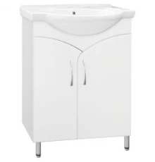 Тумба с раковиной белый глянец 60 см Style Line Эко Стандарт ЛС-00000259 + ЛС-00000143