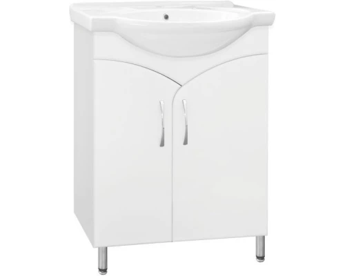 Тумба с раковиной белый глянец 60 см Style Line Эко Стандарт ЛС-00000259 + ЛС-00000143