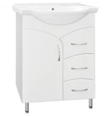 Тумба с раковиной белый глянец 66 см Style Line Эко Стандарт ЛС-00000104 + ЛС-00000144