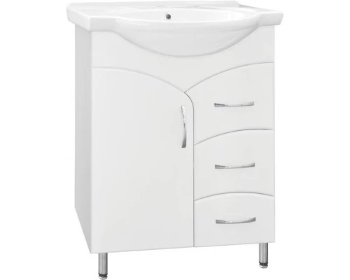 Тумба с раковиной белый глянец 66 см Style Line Эко Стандарт ЛС-00000104 + ЛС-00000144