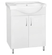 Тумба с раковиной белый глянец 70 см Style Line Эко Стандарт ЛС-00000105 + ЛС-00000142