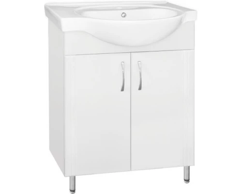 Тумба с раковиной белый глянец 70 см Style Line Эко Стандарт ЛС-00000105 + ЛС-00000142