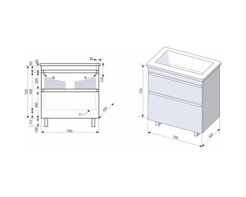 Тумба с раковиной белый матовый 80 см Style Line Атлантика СС-00000604 + ЛС-00000616