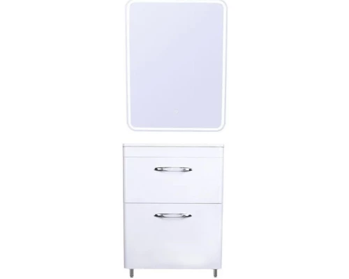 Тумба с раковиной белый глянец 60 см Style Line Каре СС-00002265 + СС-00002261