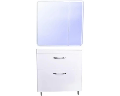 Тумба с раковиной белый глянец 80 см Style Line Каре СС-00002267 + СС-00002263