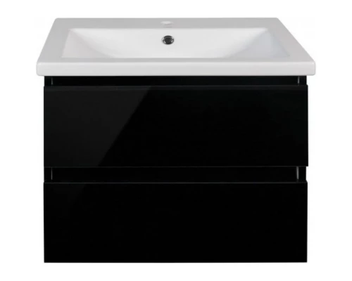 Тумба с раковиной черный глянец 80 см Style Line Даймонд СС-00000497 + ЛС-00000156
