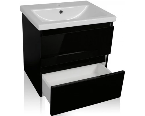 Тумба с раковиной черный глянец 80 см Style Line Даймонд СС-00000497 + ЛС-00000156