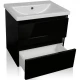 Тумба с раковиной черный глянец 80 см Style Line Даймонд СС-00000497 + ЛС-00000156
