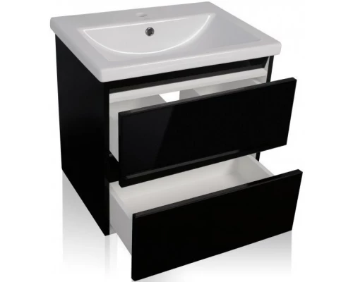 Тумба с раковиной черный глянец 80 см Style Line Даймонд СС-00000497 + ЛС-00000156