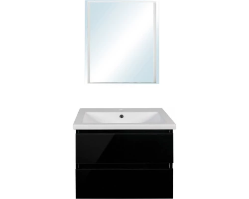 Тумба с раковиной черный глянец 80 см Style Line Даймонд СС-00000497 + ЛС-00000156