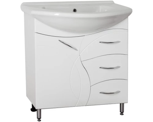 Тумба с раковиной белый глянец 75,5 см Style Line Амелия ЛС-00000010 + ЛС-00000150