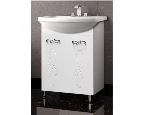 Тумба с раковиной белый глянец 56 см Style Line Венеция ЛС-00000253 + ЛС-00000146