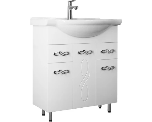 Тумба с раковиной белый глянец 75,5 см Style Line Венеция ЛС-00000255 + ЛС-00000150