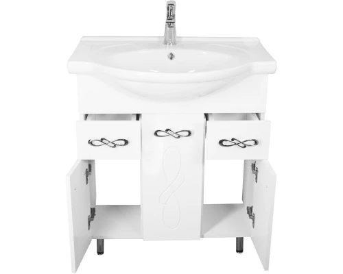 Тумба с раковиной белый глянец 75,5 см Style Line Венеция ЛС-00000255 + ЛС-00000150