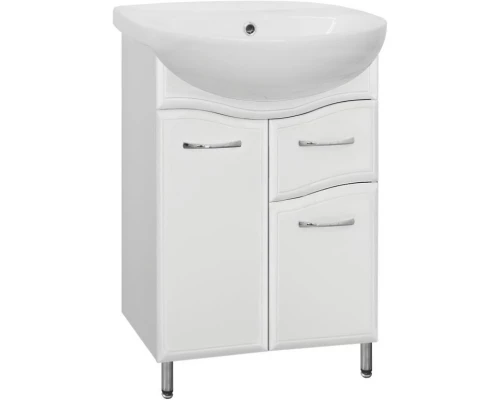 Тумба с раковиной белый глянец 56 см Style Line Эко Волна ЛС-00000098 + ЛС-00000158