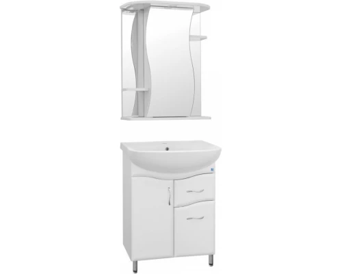 Тумба с раковиной белый глянец 56 см Style Line Эко Волна ЛС-00000098 + ЛС-00000158