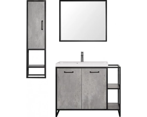 Тумба с раковиной бетон/черный 100 см Style Line Лофт ЛС-000010021 + ЛС-00000723