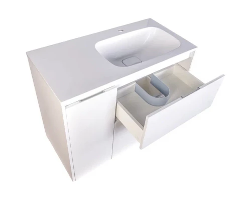Тумба с раковиной белый матовый 90,2 см с бельевой корзиной Style Line Барселона СС-00002280 + СС-00002281