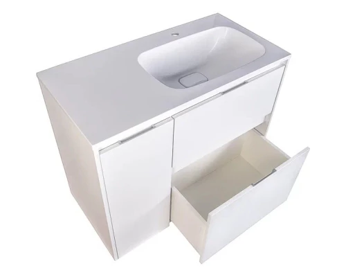 Тумба с раковиной белый матовый 90,2 см с бельевой корзиной Style Line Барселона СС-00002280 + СС-00002281
