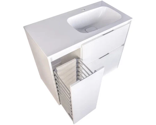 Тумба с раковиной белый матовый 90,2 см с бельевой корзиной Style Line Барселона СС-00002280 + СС-00002281