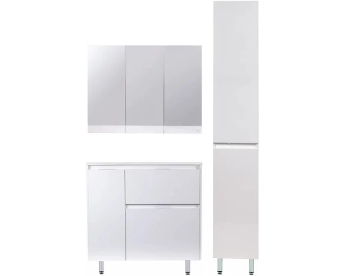 Тумба с раковиной белый матовый 90,2 см с бельевой корзиной Style Line Барселона СС-00002280 + СС-00002281