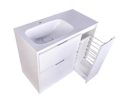 Тумба с раковиной белый матовый 90,2 см с бельевой корзиной Style Line Барселона СС-00002345 + СС-00002252