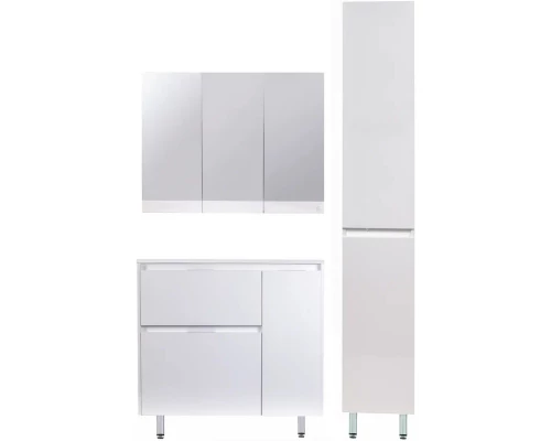 Тумба с раковиной белый матовый 90,2 см с бельевой корзиной Style Line Барселона СС-00002345 + СС-00002252