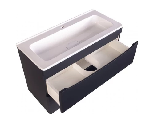 Тумба с раковиной черный матовый 80 см Style Line Бергамо СС-00002324 + СС-00002297