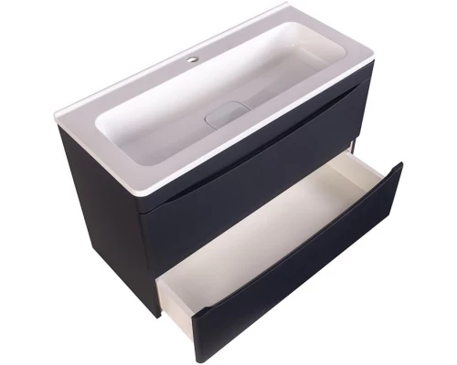 Тумба с раковиной черный матовый 80 см Style Line Бергамо СС-00002324 + СС-00002297