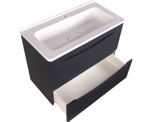 Тумба с раковиной черный матовый 70 см Style Line Бергамо СС-00002321 + СС-00002296