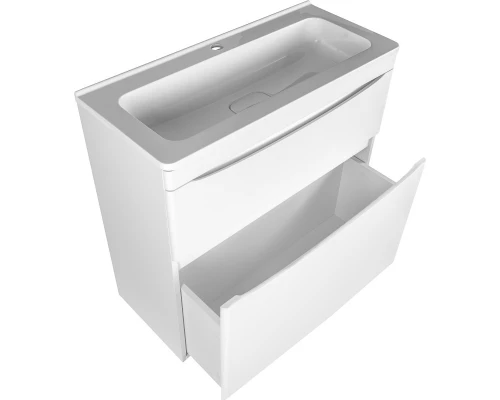 Тумба с раковиной белый матовый 80 см Style Line Бергамо СС-00002314 + СС-00002297