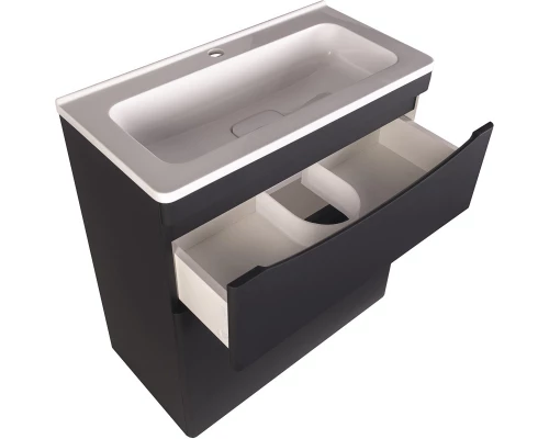 Тумба с раковиной черный матовый 70 см Style Line Бергамо СС-00002311 + СС-00002296