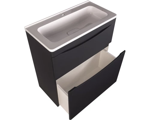 Тумба с раковиной черный матовый 70 см Style Line Бергамо СС-00002311 + СС-00002296
