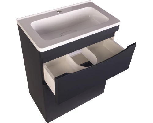 Тумба с раковиной черный матовый 60 см Style Line Бергамо СС-00002308 + СС-00002295