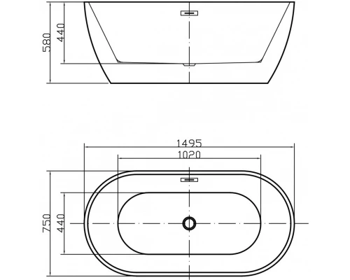 Акриловая ванна 149,5x75 см Swedbe Vita 8801