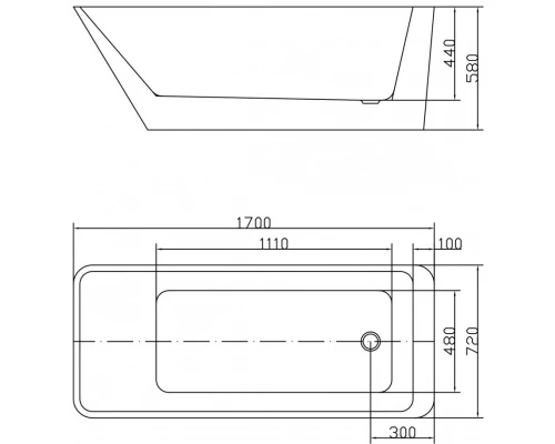 Акриловая ванна 170x72 см Swedbe Vita 8811