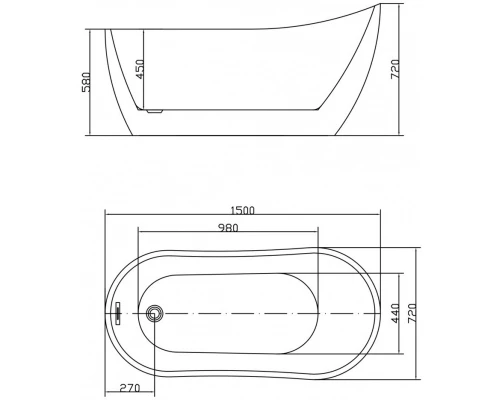 Акриловая ванна 150x72 см Swedbe Vita 8817