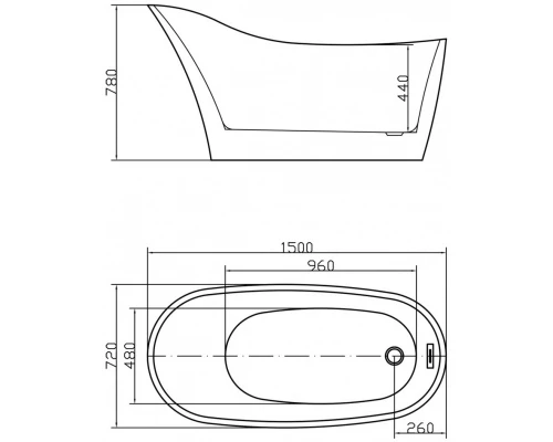 Акриловая ванна 150x72 см Swedbe Vita 8821