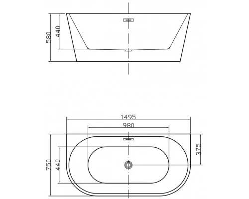 Акриловая ванна 149,5x75 см Swedbe Vita 8829