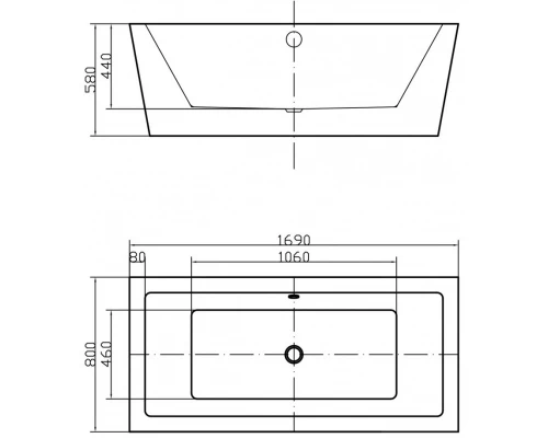 Акриловая ванна 169x80 см Swedbe Vita 8831
