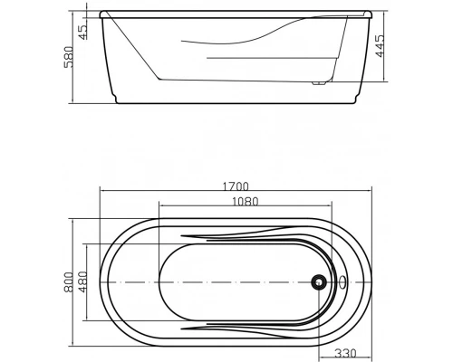Акриловая ванна 170x80 см Swedbe Vita 8840