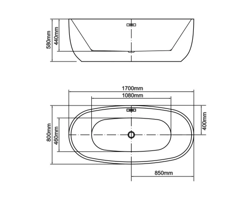 Акриловая ванна 170x80 см Swedbe Vita 8815