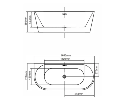 Акриловая ванна 169,5x75 см Swedbe Vita 8828