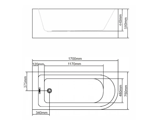 Акриловая ванна 170x75 см Swedbe Vita 8842