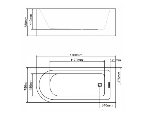 Акриловая ванна 170x75 см Swedbe Vita 8843