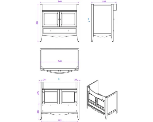 Тумба с раковиной белый 90 см Tiffany World Veronica Nuova VER3090B+AR864BI*1KOMPLEKT