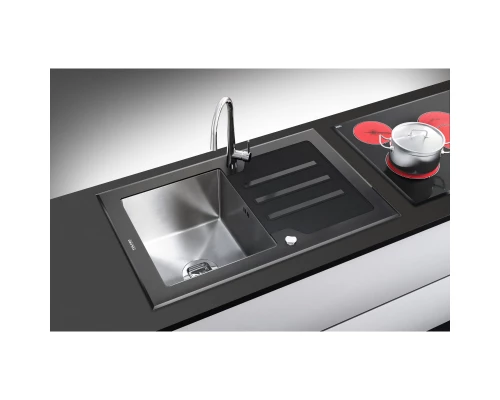 Кухонная мойка Tolero Ceramic Glass нержавеющая сталь/черный TG-780